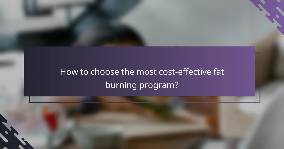 How to choose the most cost-effective fat burning program?