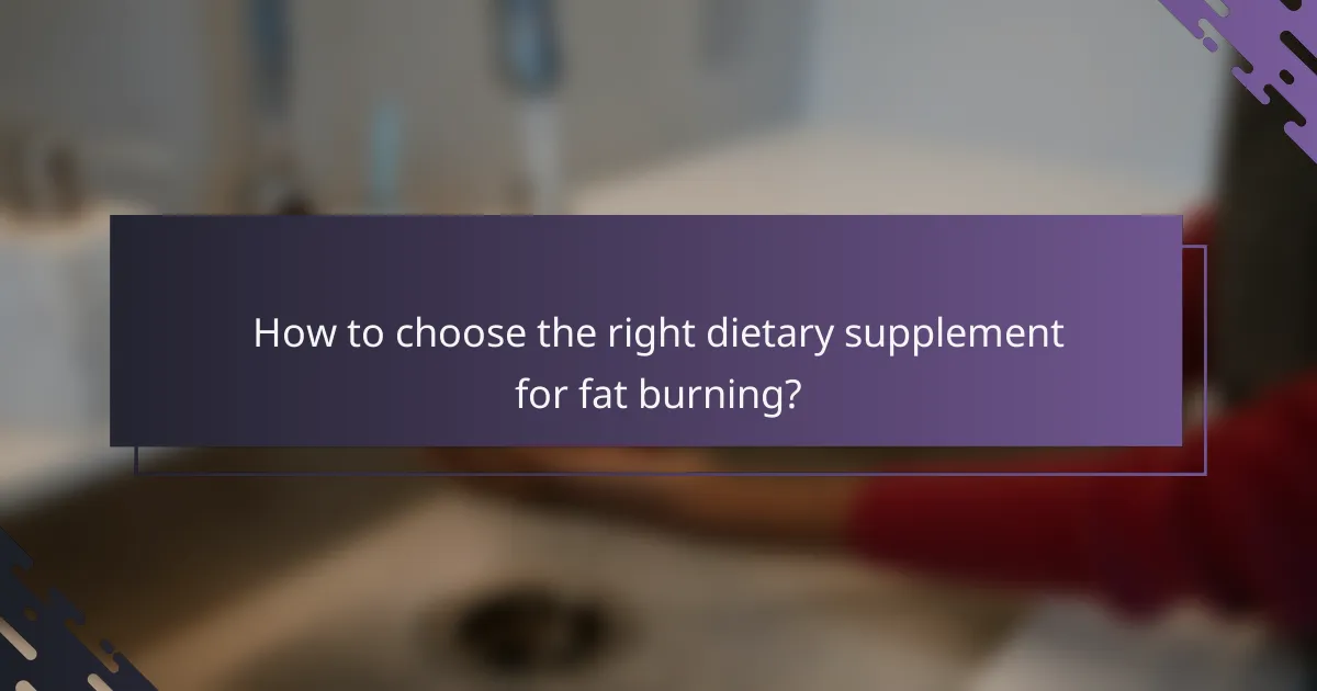 How to choose the right dietary supplement for fat burning?