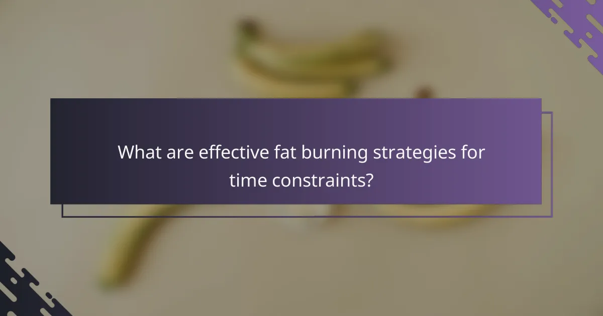 What are effective fat burning strategies for time constraints?