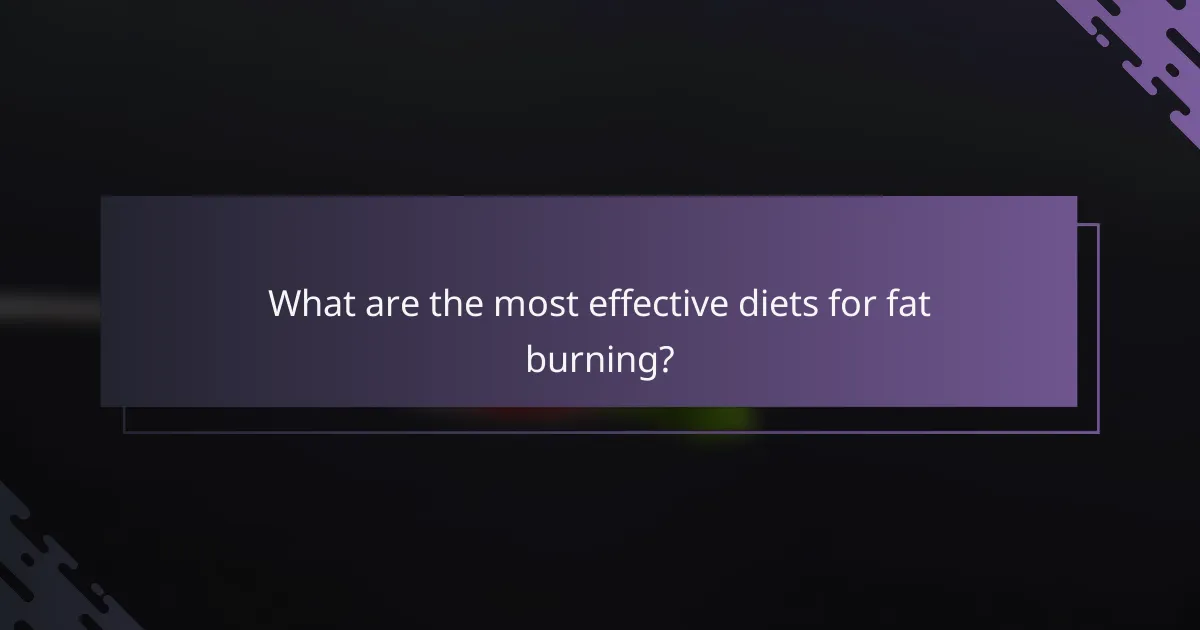 What are the most effective diets for fat burning?